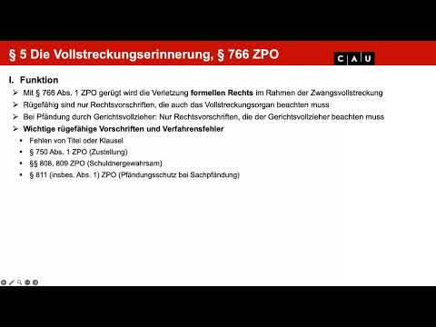 Vertiefung ZPO II Zwangsvollstreckungsrecht – Folge 04 (Vollstreckungserinnerung, § 766 ZPO)