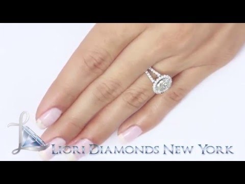 ER-SOLD-096 - 2.14 Ct. G-SI1 Oval Cut Natural Diamond Engagement Ring 18k White Gold Pave Halo
