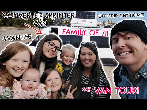 ** VAN TOUR! 🚐 HOW OUR FAMILY OF 7 LIVES IN A CONVERTED MERCEDES SPRINTER VAN | Ft ELEVATOR BED!