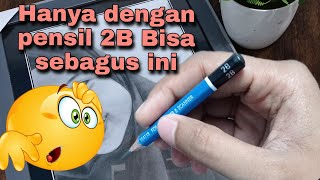 melukis hitam putih dengan pensil 2B.