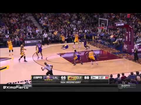 LeBron Hits D'Angelo Russell in the Groin | Lakers vs Cavaliers | Feb 10, 2016 | NBA