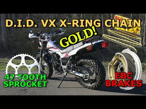 TW200 D.I.D. VX  X-RING CHAIN! 47 TOOTH Sprocket, EBC Brakes, tips..[4K]