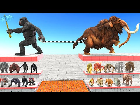 Tug of War - Prehistoric Mammals Vs Mutant Primates - King Kong Vs Mammoth Animal Revolt Battle