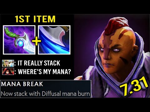 NEW CRAZY META 1st Item Diffusal Blade Anti-Mage 2 Sec Full Mana Burn by Munkushi- Imba 7.31 Dota 2