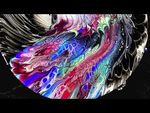 (88) Sheleeart Swipe Technique/ Black🖤& White🤍Pillow Paint with Straight Pour/Fluid Art/フルイドアート