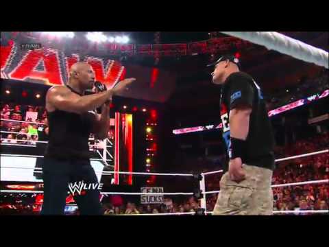 WWE Raw The Rock and John Cena engage in a WrestleMania war of words