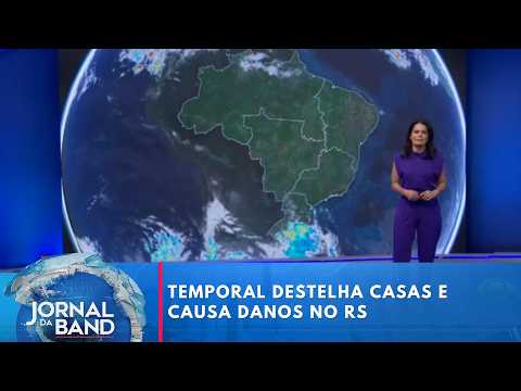 Cidades do RS são atingidas por temporais com ventos de 100 km/h | Jornal da Band