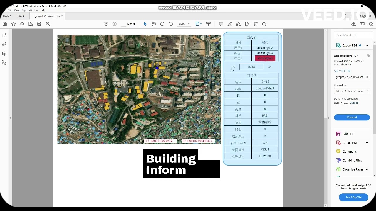 2D geospatial Information in PDF
