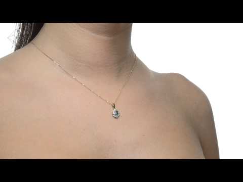 FER25-G - Emerald 6 x 4mm And Diamond 18K Yellow Gold Pendant