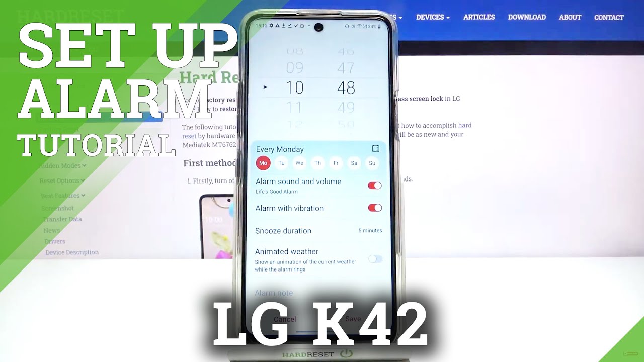 LG K42 and Alarm Clock - Alarm Clock Settings