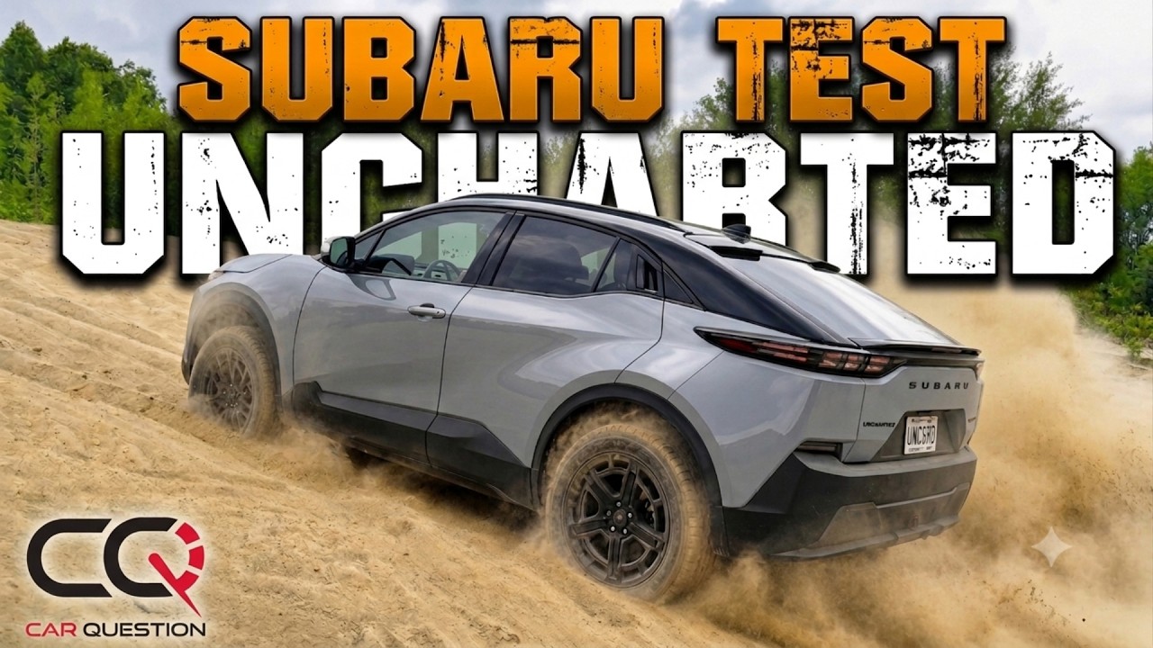 Subaru Uncharted electric subcompact SUV being driven during an off road traction test
