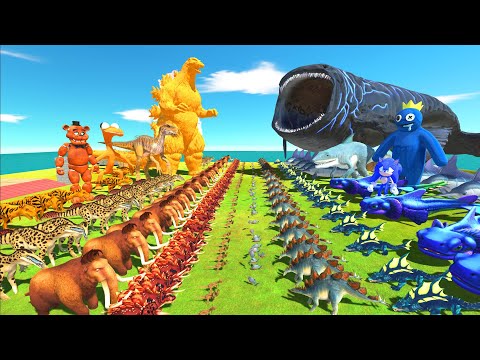 Team Orange Godzilla VS Team Blue Bloop - Who is Stronger? Animal Revolt Battle Simulator