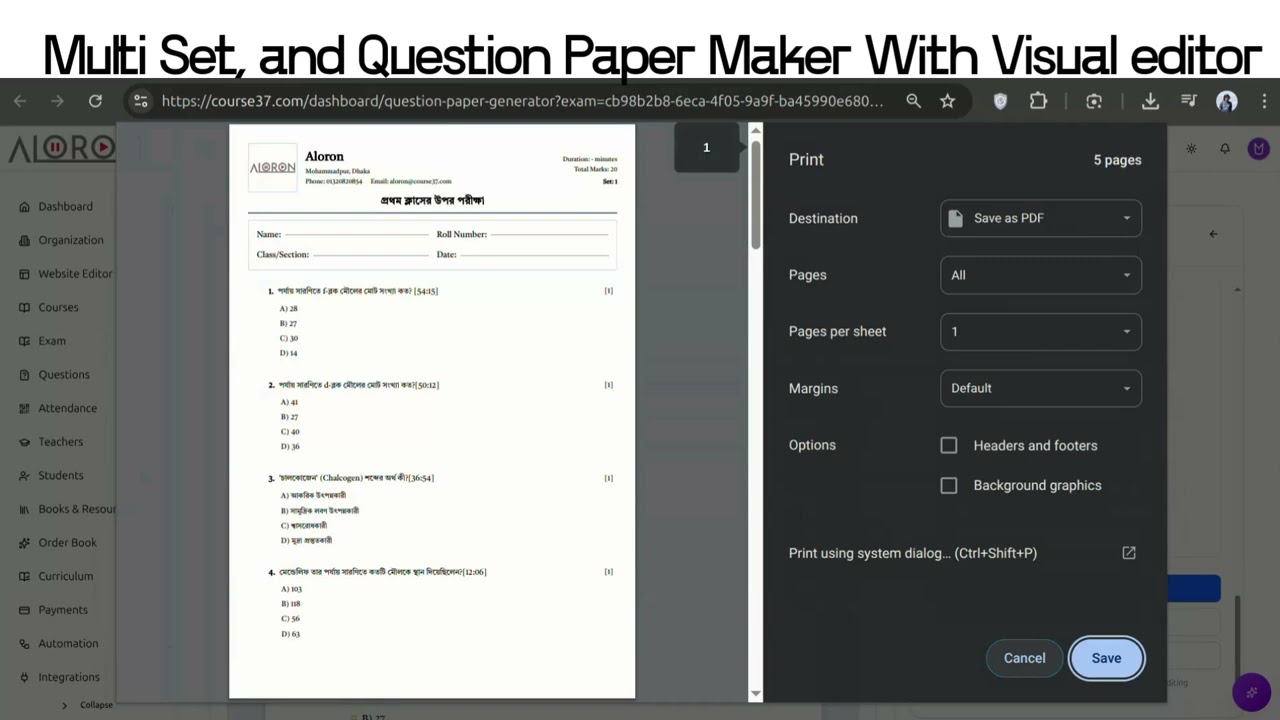 Exam & Question Management