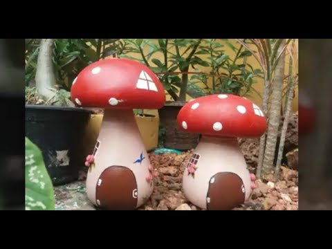 como fazer cogumelos para decorar jardins