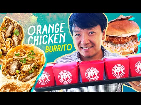 Trying ORANGE CHICKEN BURRITO at Panda Express...