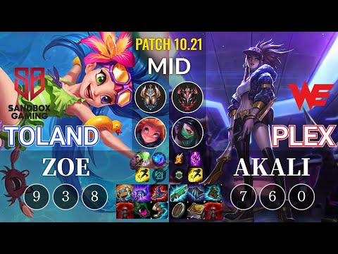 SB TolanD Zoe vs WE Plex Akali Mid - KR Patch 10.21