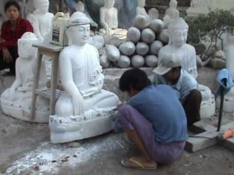 Marble carving of buddha images