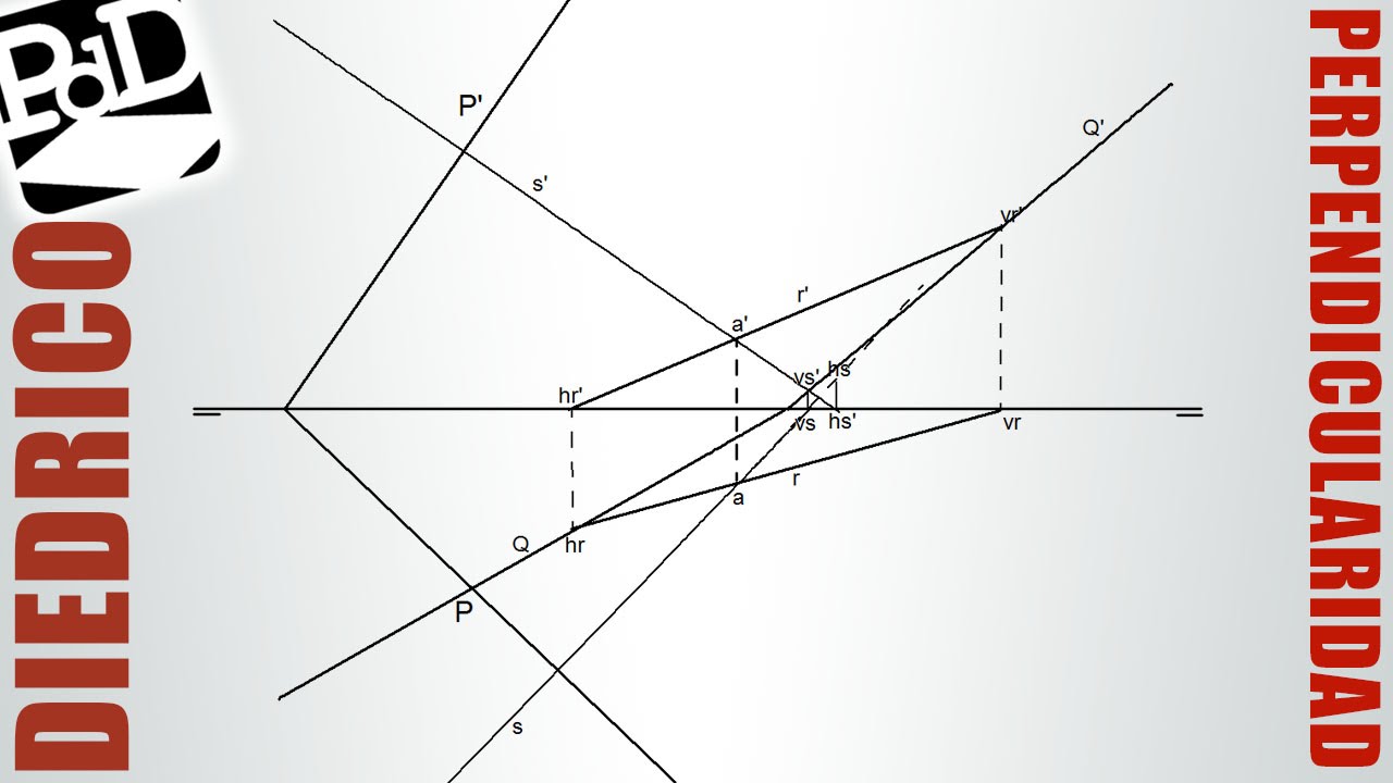 Plano perpendicular a otro plano conteniendo una recta (Sistema Diédrico).