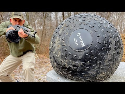 Full Auto AK-47 vs Slam Ball (90 lbs!!!) (Full Auto Friday)