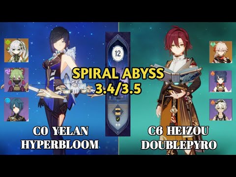 C0 Yelan Hyperbloom & C6 Heizou Double Pyro - 3.4/3.5 Abyss Floor 12 Fullstar | Genshin Impact