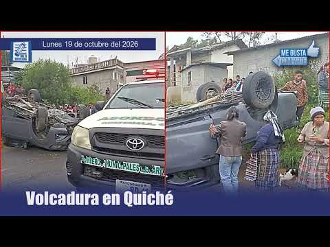 Mujer y menor heridos tras volcadura en ruta de Quiché