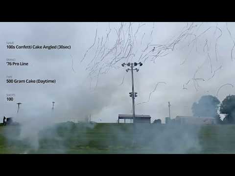 100s Confetti Cake Angled 30sec - 100 Shot '76 Pro Line 500 Gram Cake (Daytime)