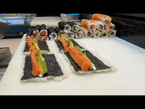 Uramaki Sushi Rolls with Salmon, Avocado & Cream Cheese