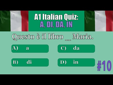 Italian Quiz: Simple Prepositions (DI, A, DA, IN...) - Easy Italian A1 Test for Beginners #10