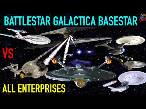 All Enterprises VS Battlestar Galactica Cylon BASESTAR - Star Trek Starship Battles