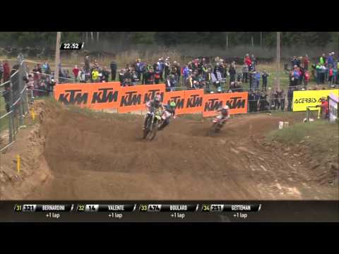 Dylan Ferrandis passes Pauls Jonass & Pauls Jonass' crash MXGP of Latvia MX2 Race 2 - 2016