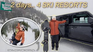 Going to EVERY SKI RESORT NEAR LEAVENWORTH as a beginner snowboarder.. | huge blizzard