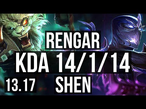 RENGAR vs SHEN (TOP) | 14/1/14, 900+ games, Legendary | KR Master | 13.17