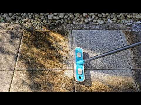 Flechte, Schwarzalge & Moos mühelos entfernen von Terrassen, Terrassenplatten, Balkon, Gehwegplatten