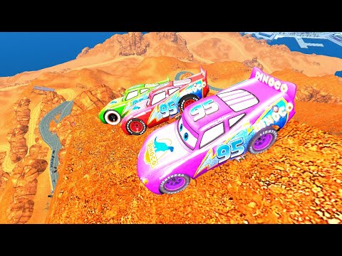 GTA 4 McQueen Dinoco Mountain Desert Drop Crash Test - GTA IV