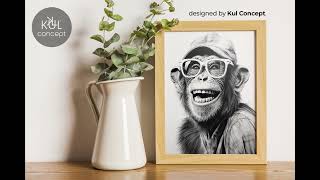 Monkey with Glasses, Downloadable Print, Digital Art, Printable Poster, Digital Download