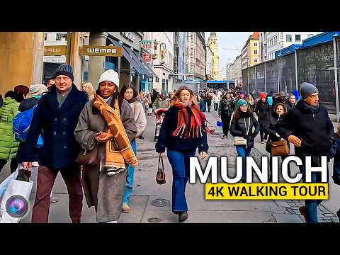München 4K Stadtspaziergang: Marienplatz, Glockenspiel & Viktualienmarkt (-4°C) ❄️