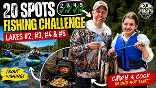 4 Lakes in ONE Weekend! | Hot Tent Camping & Fishing Adventure 🎣🏕️
