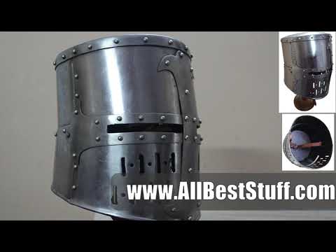 Watch YouTube Video for Strong 16 Gauge Medieval Maciejowski Helmet