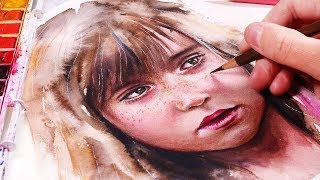 How to Paint Portraits with WATERCOLORS + COLORED PENCILS