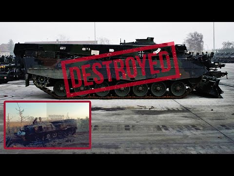 Russian forces wipe out a 54-ton Bergepanzer 3 Buffel based on the Leopard 2 tank