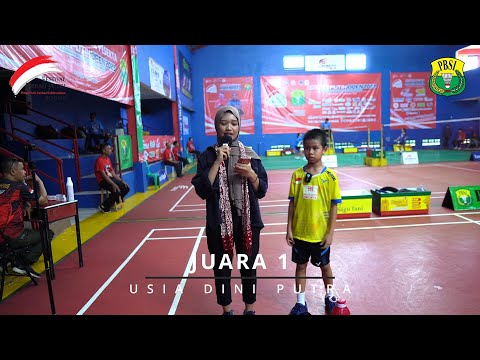 MUHAMMAD DAVIN ABRISAM JUARA 1 TUNGGAL USIA DINI PUTRA MERAH PUTIH OPEN 2023