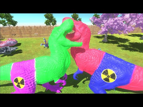 RED HULK T-REX vs GREEN HULK T-REX DEATH RUN - Animal Revolt Battle Simulator