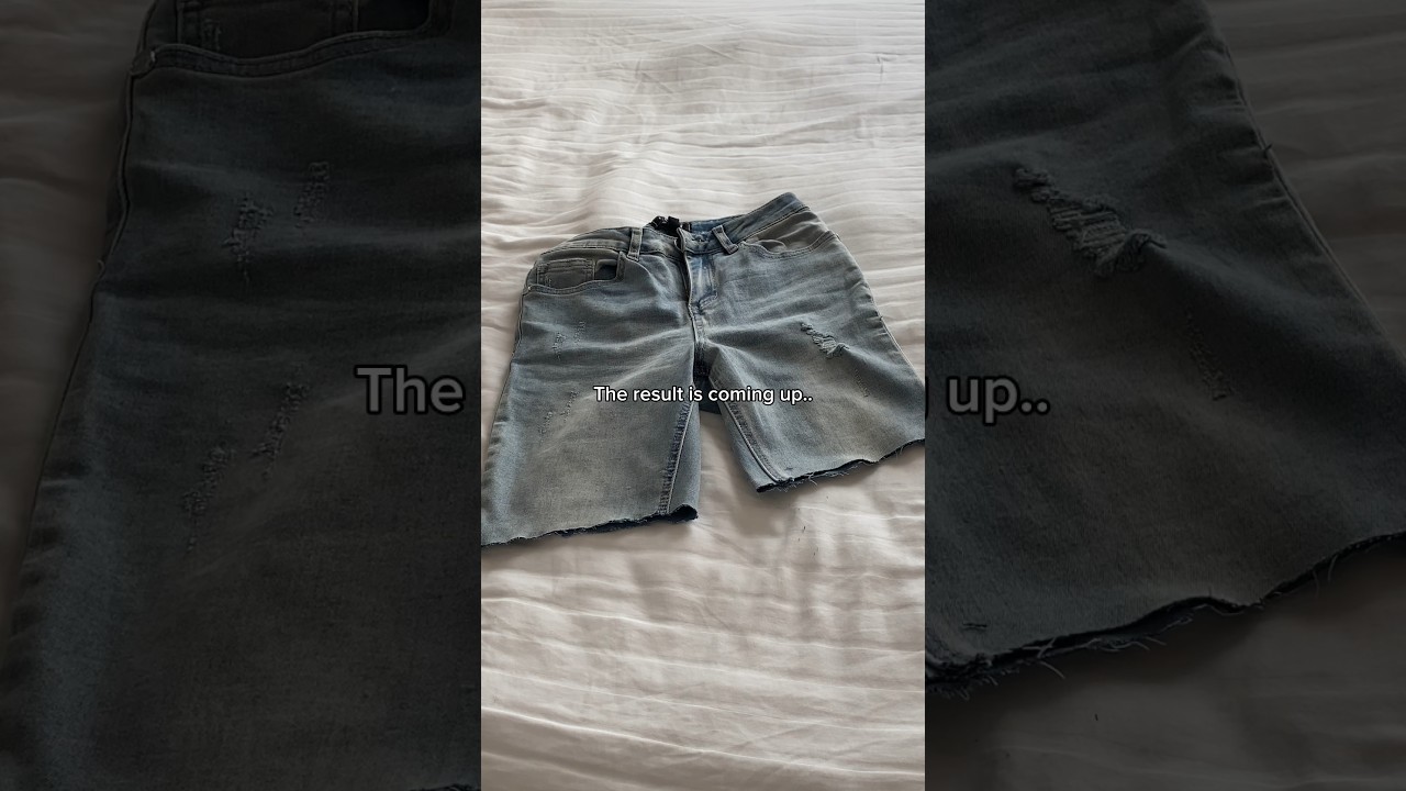 Turning jeans into shorts🤍do you like the result?#shorts