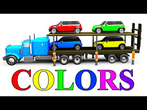 Colors for Children With Truck Mini Cooper Cars Colored Toys For Kids - Car Transport Carrier