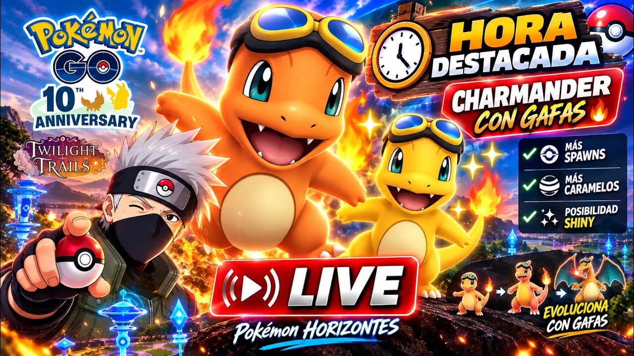 🔴YA TIENES EL WILD AREA🤔? HORA DESTACADA de CHARMANDER con GAFAS 🔥 ¡BUSCAMOS EL SHINY!✨| Pokémon GO