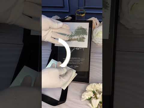 Wedding Invitation Box, Black Seude With Clear Acrylic Invite