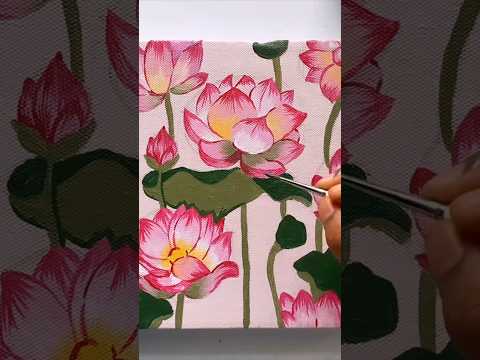 Lotus Painting on SKYHawk Canvas by Artist Prasun @prasunfinearts. How to Draw Flower | Flower Art