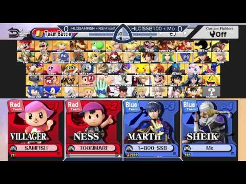 Sm4sh@Mines 48 - HLG|SAMFISH + NS|Miiself Vs. HLG|SSB100 + Mo - Doubles Round Robin