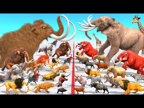 Prehistoric Mammals VS Modern Mammals Size Mammoth Vs Elephant Epic Battle Animal Revolt Battle Simu