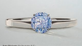Cómo dibujar un anillo con diamante azul - Arte Divierte.